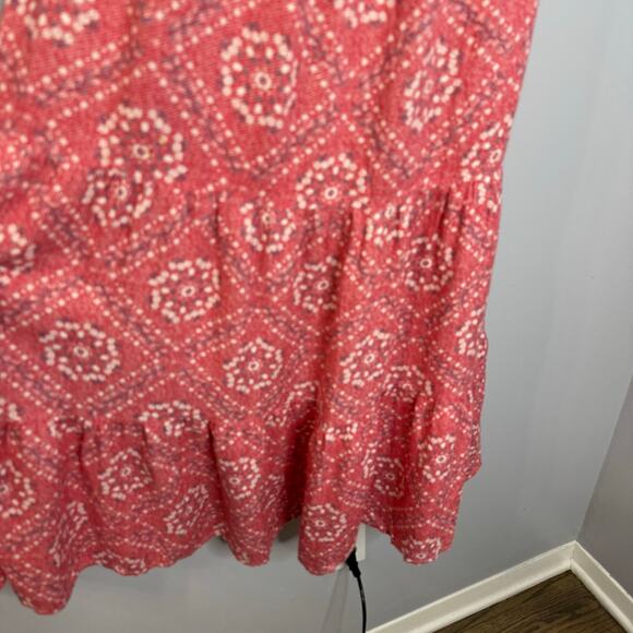 Rails Linen Blend Spaghetti Strap Sun Midi Dress Red Pattern Beach Vacation XS - Picture 4 of 11